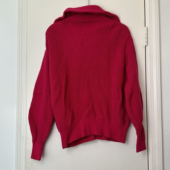 Loft Pink Ribbed Zip Up Collared Cozy Knit Sweater Size Small - Picture 8 of 8